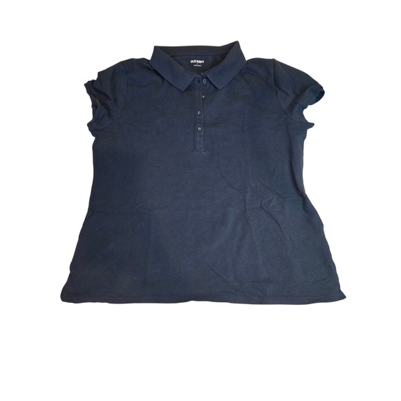Old Navy Tops - Old Navy Womens Polo Shirt Ink Blue Short Sleeve Pique Cotton Blend Large L